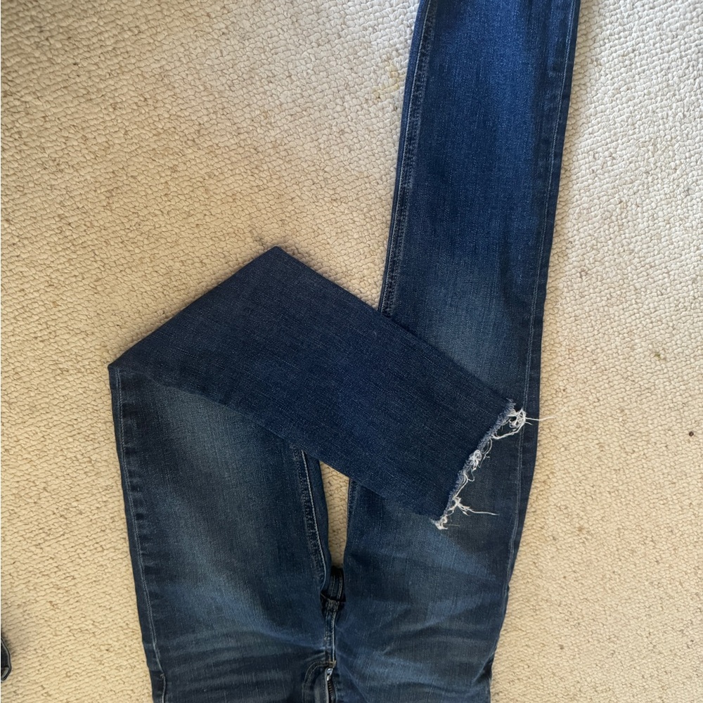 PAIGE Blue Skinny Jeans with Faded Whiskering